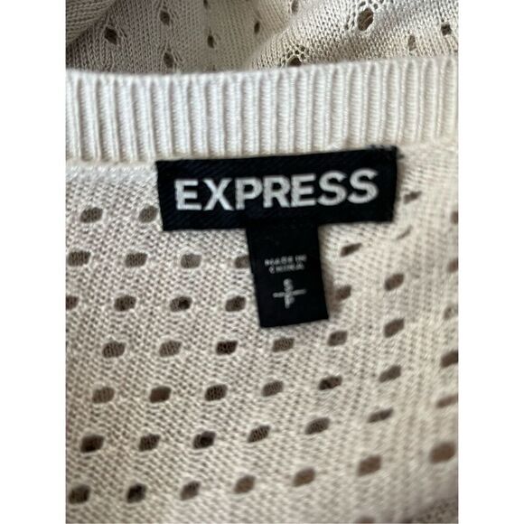 Express Women's Small Knit Taupe Cream Color Pullover Scoop Neck Sweater - Picture 5 of 8